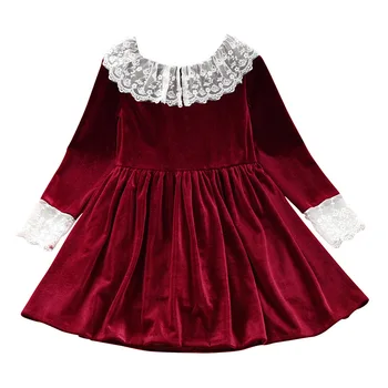 2020 Nove Jesensko Zimske Otroci Obleke za Dekleta Princesa Obleke Otroci Dekle Vzorec Čipke Obleko Dolg Rokav Obleka