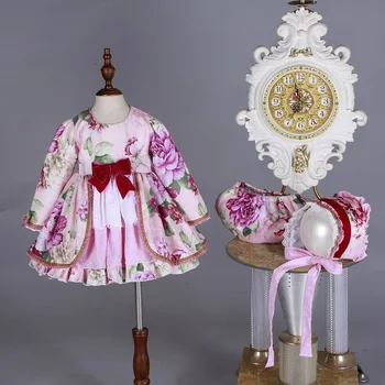 2020 Otroci Cvetlični Butik Oblačenja za Dekleta Otrok španske Palače Dolg Rokav Obleke Postavlja Otroka, Rojstni dan Srčkan Obleke Malčka Oblačila