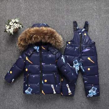 2020 otrok pomlad zima tanke navzdol jakno parka pravega Krzna, fant baby kombinezoni otroci plašč smučarski kombinezon sneg oblačila dekliška oblačila Sklop