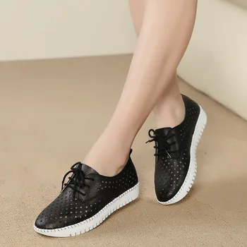 2020 Poletje zavezat ženske platforma čevlji ženski Pravega Usnja Hoja ravno sandali za ženske, Dihanje Udobje Počitnice čevlji