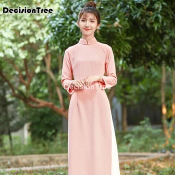 2021 ženske cheongsam vietnam aodai dolgo elegantno obleko obleka ženska obleka ao dai kitajski dressoriental qipao eleganten stranka obleko