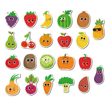 24Pcs Lesene Sestavljanke za otroke, Risanka živali/sadja, zelenjave/vozila 3 slogi Montessori Zgodnjega Učenja Izobraževalne Igrače