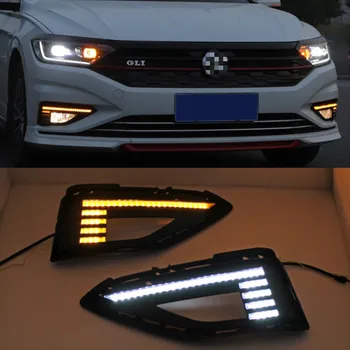 2PCS Za Volkswagen VW Jetta Sagitar 2019 Dinamično Rumena Vključite Signal Rele 12V Avto DRL Lučka LED Dnevnih Luči