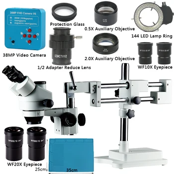 3,5 X 7X 45X 90X Trinocular Stereo Mikroskop Dvojno Boom Stojalo Zoom Simul Osrednja+38MP Kamera Mikroskop Za Industrijske PCB Popravila