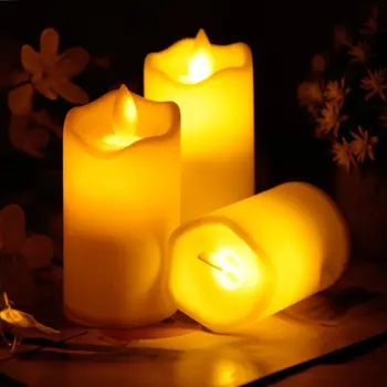 3 Kos Kreativni Vijugasto Strani Brezplamensko LED Swing Električni Utripanja Čaj Svetlobe Sveč, Romantični Poroka Božični Okraski, M68E