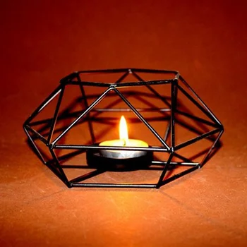 3D BLACK VOTLIH GEOMETRIJSKE sveča tealight imetnik poroka okraski namizni razsvetljavo pribor S + L