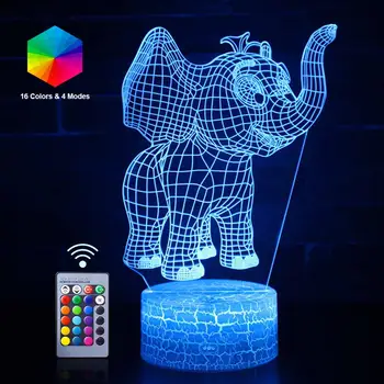 3D Dumbo LED Nočna Lučka za Daljinsko Nočne Slon Tabela Namizno Svetilko Spalnica Luminaria Otrok Igrače Rojstni dan, Božič, Darila
