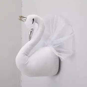 3D Krono swan dekoracijo sten stenski viseči nagačene živali glavo Steno Hangin Dekle Roza Gos Swan Lutke Otroci Igrače