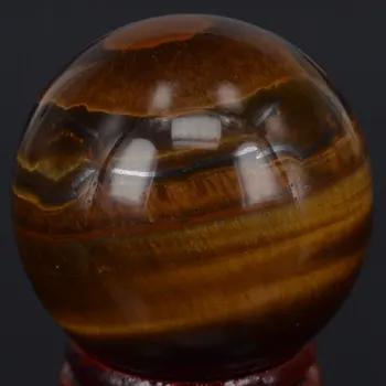40 MM Naravni Gemstone Rumena Tiger Oči Sfere Kristalni Globus Žogo Čakro Zdravljenje Reiki Kamen Carving Obrti W/Stojalo