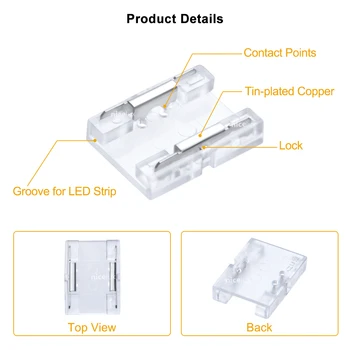 5pcs 10 mm COB LED Trak Svetlobe Priključek za Eno Barvo, 30~600 Led Visoko Gostoto IP20 2pin LED Konektorji