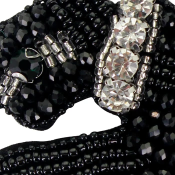 5pieces Black Beaded Leopard Obliži Diamantni Kristal Značke Aplicirano Scrapbooking za Oblačila, Torbe Šivalni Pribor TH1007
