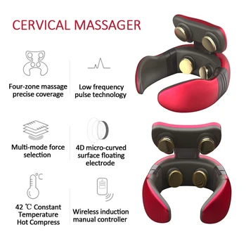 6 Načini 4D Električni Vratu Massager Magnetnih Impulzov Nazaj Nadzor Moči Daleč Infrardeče Ogrevanje Lajšanje Bolečin Zdravstvena Nega Vratu Sprostitev