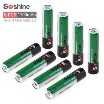 8pcs Soshine AAA, 1,2 V 1100mAh Ni-Mh Baterija za ponovno Polnjenje z 1000 Cikel + Prenosne Baterije Polje