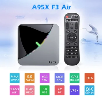 A95X F3 Zraka RGB Svetlobe TV Box Android 9.0 Amlogic S905X3 8K 4 GB, 64 GB Wifi H. 265 4K 60fps YoutubeTVBOX Android 9 A95XF3