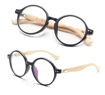 Agstum 48 mm Ročno Bambusa Letnik Krog Očal Okvir Optična Očala Clear Leče Modni Očala