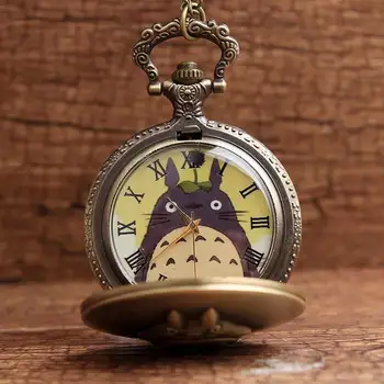 Anime Animirani Totoro Žep Fob Watch Verige Ogrlica Retro Quartz Žepne Ure Obesek Za Otroke Darila Relogio De Bolso Relo
