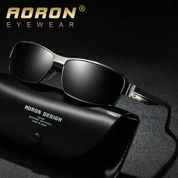 AORON Mens Polarizirana sončna Očala Zlitine Okvir Klasičnih Pravokotnik Sonce Očala, UV zaščita Anti-Odsevni Premaz Očala