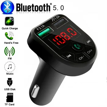 Avto Fm Oddajnik Bluetooth 5.0 Avto Mp3 Player Modulator Tok Napetost Akumulatorja TF Kartice Hands-free Dvojno USB Smart Čip E5