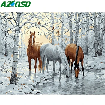 AZQSD DIY Barve Za Številke, Živali, Olja, Barvanje Z Številkami Konj 50x40cm Barvo S Številko Na Platno Ročno Darilo