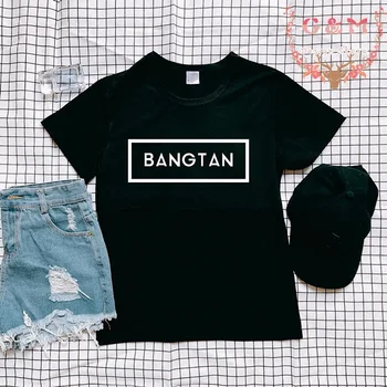 BANGTAN FANT T-shirt Kul Moda Ulične BangTan Grafični Tumblr Estetske Crewneck pismo tiskanja oblačila Tee Vrhovi Femme korejski