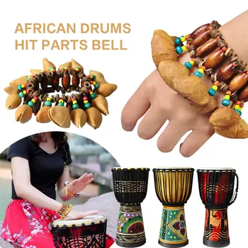 Barvita Afriški Boben Handbell Glasbila, Kostume Trajne Tolkala Zapestnica Bell Zvončki Matica Lupine, Naravno Orkestrske