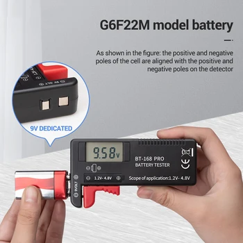 Baterija Tester, ki je Primerna Za 1,2 V-4.8 V, Baterije, Vključuje AAA/AA/D/C/18650/16340 Baterijo CR2032/LR44 Gumb Celice, Baterije G6F22