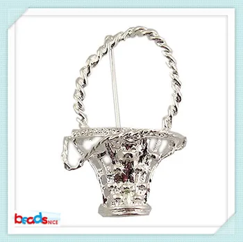 Beadsnice ID24255 na zalogi postavka vintage broška cvetna košarica moda broška zlato/srebro nakit trgovini