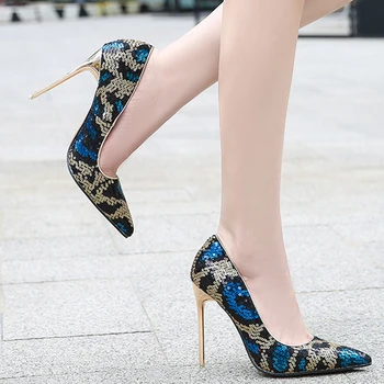 Blagovne znamke ženske čevlji za Pomlad Jesen pete, črpalke Leopard Tiskanja dame čevlji Striptizeta 2020 Velika Velikost Črpalke čevlji z visokimi petami seksi Ženska