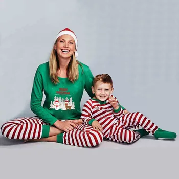 Božič Družinski Pižamo Nastavite Družino videz Ujemanja obleke Odraslih Otrok božič PJs Določa bombaž stranka Sleepwear Sneg risanka More