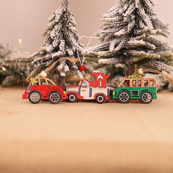 Božič Lesen Obesek/Risanka Avto Obliko Okraski Za Novoletne Jelke/Božično Vzdušje Dekor/Božično Darilo Otrok