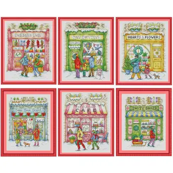 Božič shop serija vzorcev Šteje Navzkrižno Šiv 11CT 14CT 18CT DIY Kitajski Navzkrižno Šiv Kompleti za Vezenje Needlework Določa