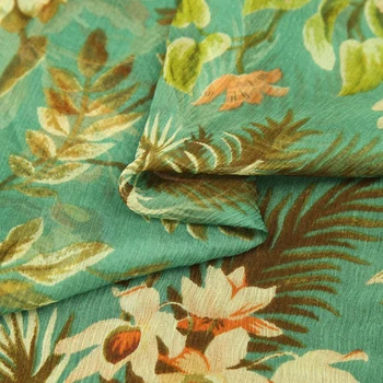 Cvetlični in ptic tiskanja svile crinkle georgette tkanina je zelo mehka pregleden,SCG471