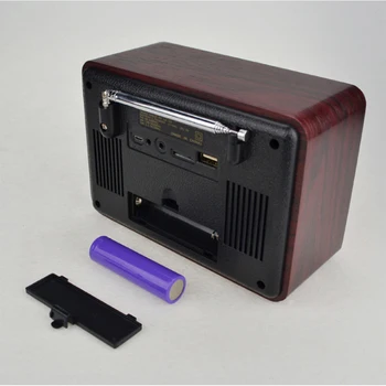 Digitalni FM radio, multi-funkcijo MP3 predvajalnik, lesene radio prenosni ročaj retro bluetooth zvočnik podpira TF kartice / USB vhod