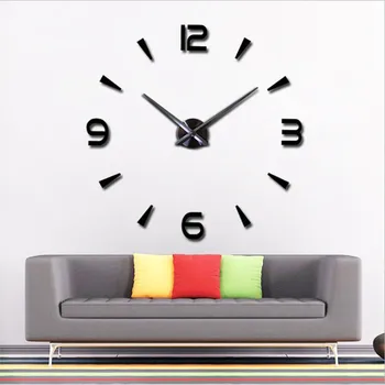 DIY Akril Ogledalo Velike Stenske Ure Sodobno Oblikovanje Quartz 3D Nalepke, Dekorativne Ure Watch Reloj de Pared Dnevna Soba Klok Umetnosti