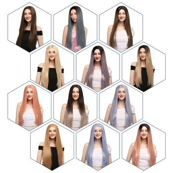 Dolge Ravne Medu Blondinka Sintetičnih Lasulj Srednji Del Za Ženske 28inches 12 barv so na Voljo Toplotno Odporen Cosplay Lasuljo IPARTY