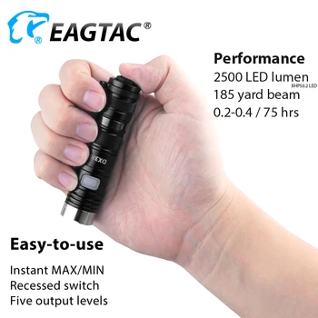 EAGTAC DX3B RC PRO USB Polnilne XHP50.2 2500LM Super Močna LED Svetilka Mini Žep Baklo EOS Lučka 18350 Vključeni