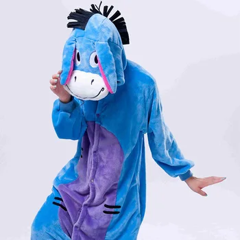 Eeyore Osel Pajama Živali Enem Kosu Unisex Onesie Pijama Odraslih Halloween Onesies Pozimi Flanela Sleepwear Splošno Onsie