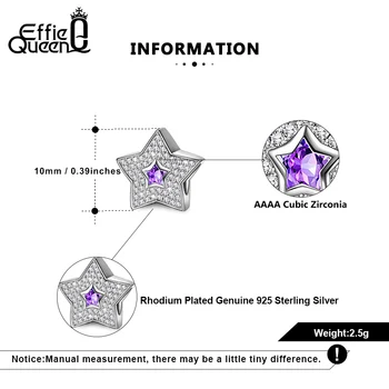 Effie Kraljica Preprost Teksturo Purple Star čarobne gumbe za Izvirno Srebro 925 Zapestnica Bangle Kroglice za Ženske DIY Nakit, Izdelava ECB102