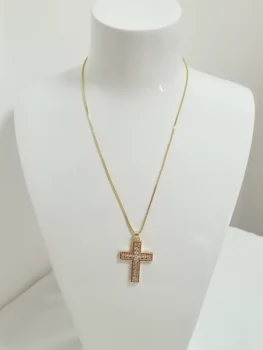 Evropski in Ameriški new style zlati osebno pisane križ obesek z mikro-oplemeniten diamantna ogrlica za ženske