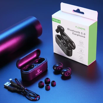 Floveme Airdots Brezžične slušalke Glasovni nadzor Bluetooth 5.0 zmanjšanje Hrupa Tapnite Nadzor S Polnjenjem Polje Za iPhone huawei