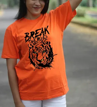Gotski Slog, ki je Prekinil Pravilo, Tiger Print majica s kratkimi rokavi ženske Letnik Risanka Bombaž vrhovi & tees blagovne Znamke ženska Feministične t-shirt