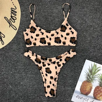 Hirigin Seksi Žensk Leopard Tiskanja Bikini Komplet Push up Oblazinjeni Kopalke, Kopalke Plažo dvodelne Obleke