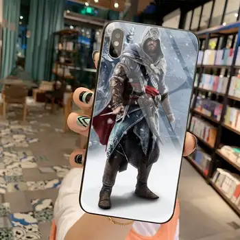 HPCHCJHM Assassins Creed Klasična Slika Črn Telefon Primeru Kaljeno Steklo Za iPhone 11 XR Pro XS MAX 8 X 7 6S 6 Plus SE 2020 primeru