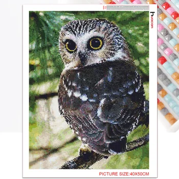 Huacan 5D DIY Diamond Slikarstvo Owl Full Kvadratnih/Krog Diamond Vezenje Mozaik Živali Dekoracije Domov