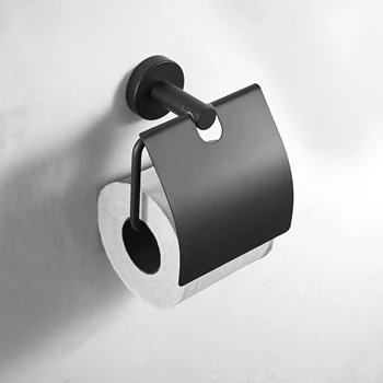 Jedrnato Black Wall Mount Toaletni Papir Držalo za Kopalnico iz Nerjavečega Jekla, Trak Papirja, Držala S pokrovom Kopalnica strojne opreme