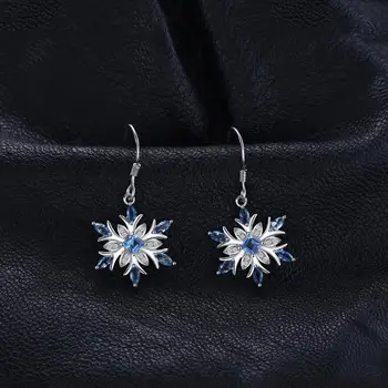 JewelryPalace Snežinka Resnično Modri Topaz Spusti Uhani 925 Sterling Srebrni Uhani Za Ženske Gemstone Earings Modni Nakit