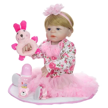 KEIUMI Lutke Realne 57 CM Prerojeni Baby Doll Veren Celotno Telo, Silikonski Pravi Dotik 23 palca Boneca Prerojeni Moda Igrače Za Dekle