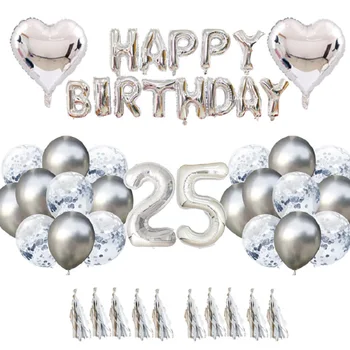 Konfeti latex balon 1 10 18 21 let obletnico srebrna alfanumerična balonom, rojstni dan dekoracijo tuš dobave
