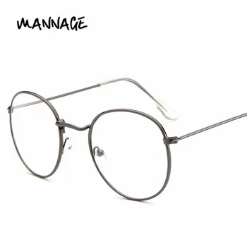 Kovinske Okrogle Očala Okvir Ženska Moški Očala Clear Leče Retro Optična Očala Okvirji