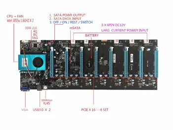 KUANGCHENG BTC IC6S Rudarstvo Motherboard 8 Grafičnih Kartic, ki Reže za kartico PCI Express 8 do 16x za ETH rudar ITD ZEC RUDAR MOTHERBOARD